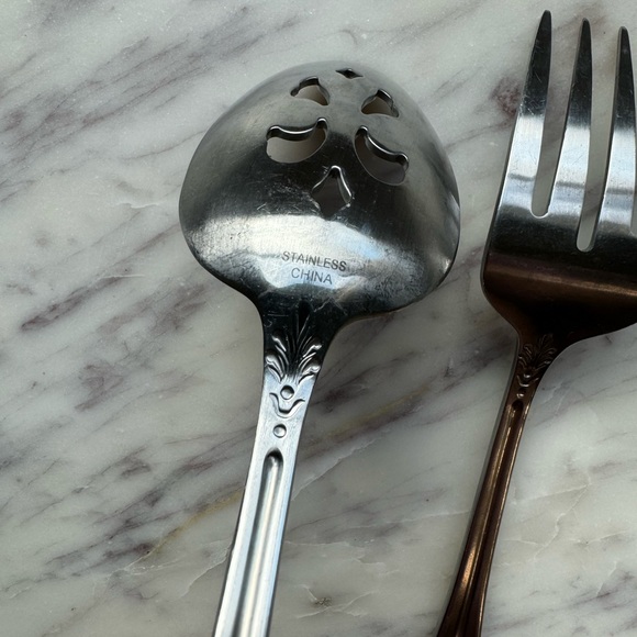 Vintage (VTG) set of 3 Sabatier china buffet serving utensils - Picture 5 of 13